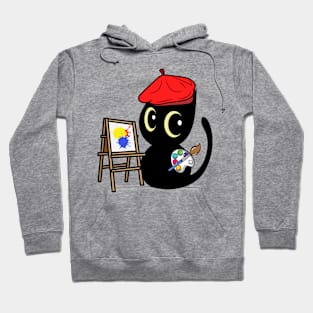 Funny black cat is a painter Hoodie